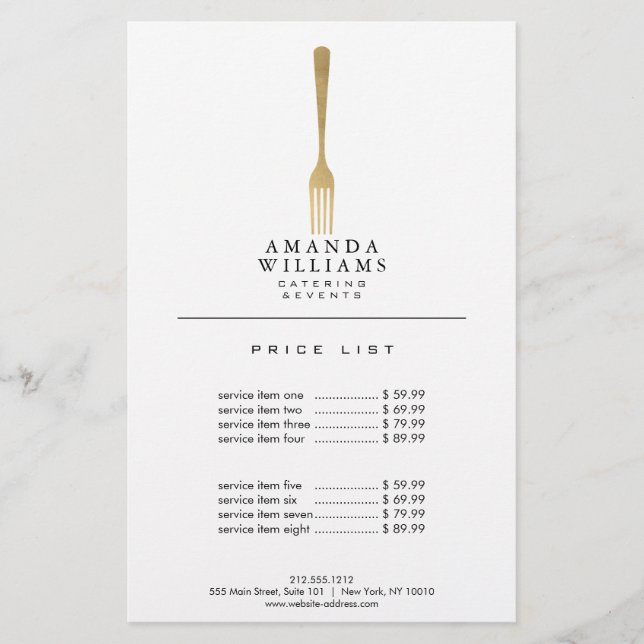 Modern Faux Guld Fork Catering Logotyp II (Framsida)