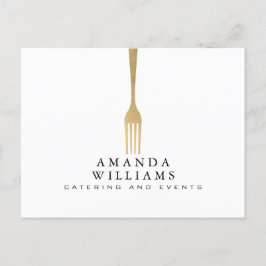 Modern Faux Guld Fork Catering Logotyp Vykort