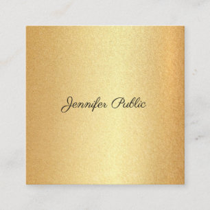 Modern Faux Guld Glitter Hand Script Calligraphy Fyrkantigt Visitkort
