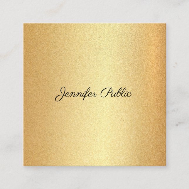 Modern Faux Guld Glitter Hand Script Calligraphy Fyrkantigt Visitkort (Framsida)