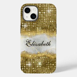 Modern Faux Guld Glitter Marble Monogram