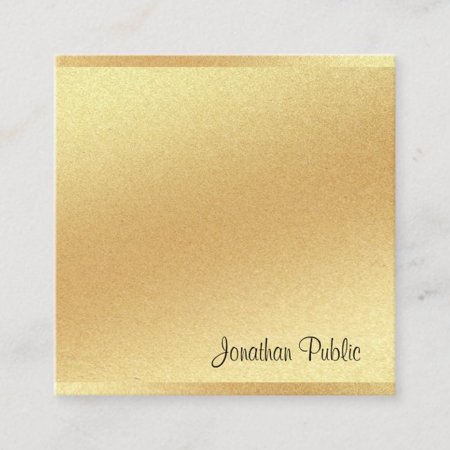 Modern Faux Guld Hand Script Elegant Professionell Fyrkantigt Visitkort (Framsida)