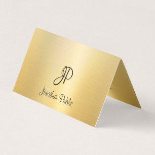 Modern Faux Guld handskriven skrift Monogram Visitkort