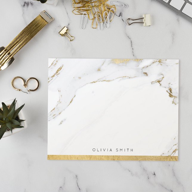 Modern faux guld marble personlig Stationery Tack Kort (Modern faux gold marble personalized Stationery Thank You Card)