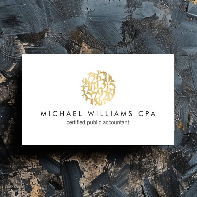 Modern Faux Guld Numbers Logotyp Accountant Visitkort (Skapare uppladdad)