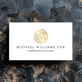 Modern Faux Guld Numbers Logotyp Accountant Visitkort