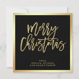 Modern Faux Guld och Black God jul Julkort