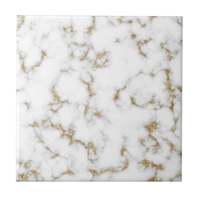 Modern faux guld och grått marble kakelplatta (Framsidan)
