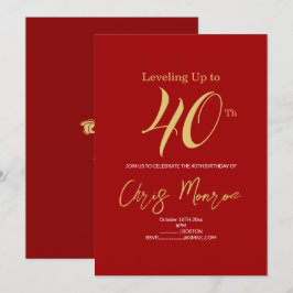 Modern faux Guld och Red Birthday-inbjudan Inbjudningar