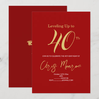 Modern faux Guld och Red Birthday-inbjudan Inbjudningar