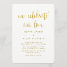 Modern Faux Guld om inbjudan till vita bröllop