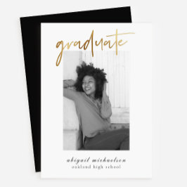 Modern Faux Guld Photo Studentfest Inbjudningar