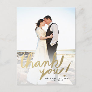 Modern Faux Guld Photo Tack-vykort Vykort