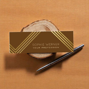 Modern faux guld rand elegant mörk brun mini visitkort