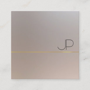 Modern Faux Guld Silver Monogram-Elegant Fyrkantigt Visitkort