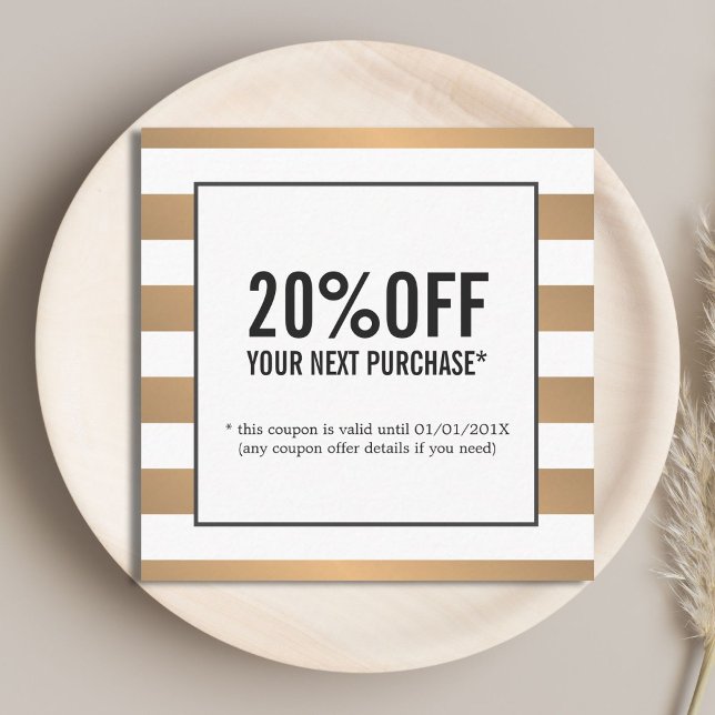 Modern Faux Guld White Rand Beauty Salon Coupon Rabattkort (Skapare uppladdad)