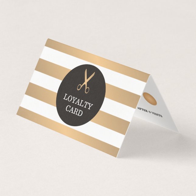 Modern Faux Guld White Rand Hair Loyalty Card Visitkort (Framsida)