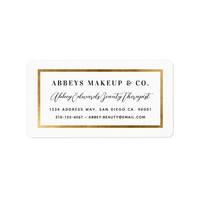 Modern Faux Gult Guld Gräns Business Label Adressetikett (Framsidan)