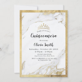 Modern faux gyllene guld marble Quinceanera Inbjudningar