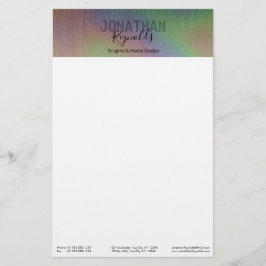 Modern Faux Holografiska Metall Namn Monogram Brevpapper