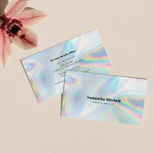 Modern Faux Holografiska Salon Beautician Makeup Visitkort