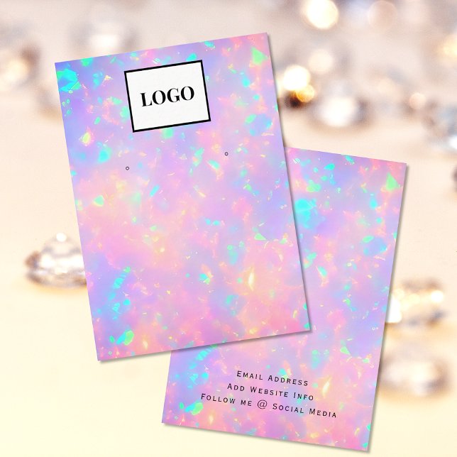 Modern Faux HoloGraph Add Logotyp Earring Card Visitkort (Skapare uppladdad)