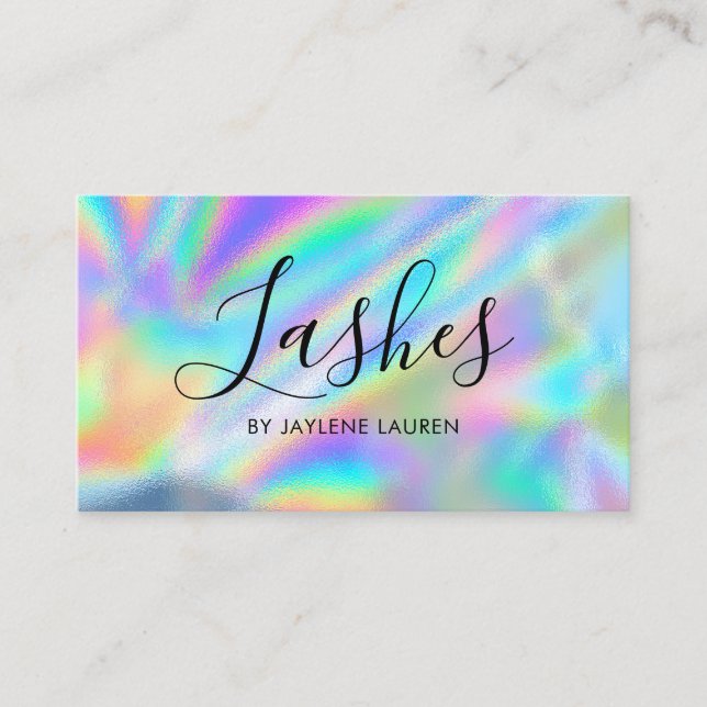 Modern Faux Holography Foil Lash-efterföljningskor Visitkort (Framsida)