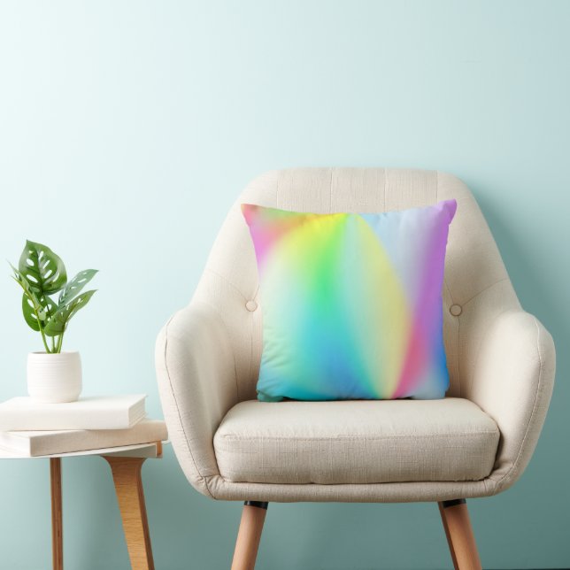 Modern faux iridescent pastel rainbow-färgad kudde (Stol)