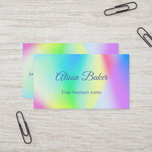 Modern faux iridescent pastel rainbow-färgad visitkort