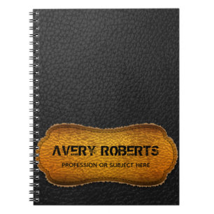 Modern Faux Leather Black and gult design Anteckningsbok