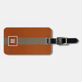 Modern Faux Leather Monogram-Orange Bagagebricka