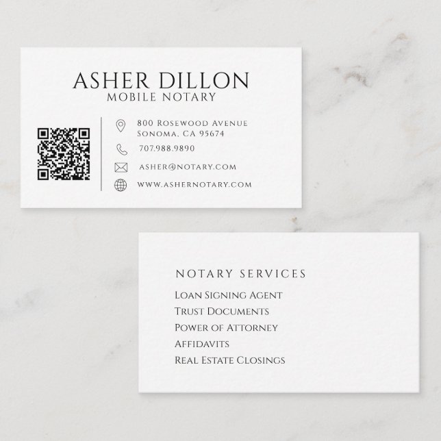 Modern Faux Linen Bröllopsfotograf QR-kod Visitkort (Fram/baksida)