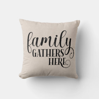 Modern Faux linen-familj samlar in citat Kudde