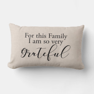 Modern Faux linen-familjens tacksamhet citat Lumbarkudde