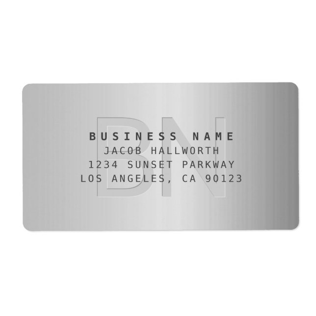 Modern Faux Metall Monogrammed Business Adress Fraktsedel (Framsidan)