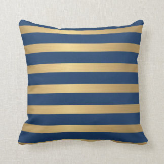 Modern Faux metallisk Guld och marin stripe Kudde