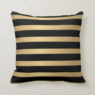 Modern Faux metallisk Guld och svart stripe Kudde