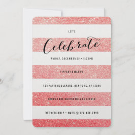 Modern Faux Red Glitter Party-inbjudan Inbjudningar