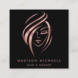 Modern Faux Ro Guld Abstrakt Hair Makeup Fyrkantigt Visitkort