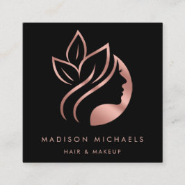 Modern Faux Ro Guld Abstrakt Hair Makeup Fyrkantigt Visitkort