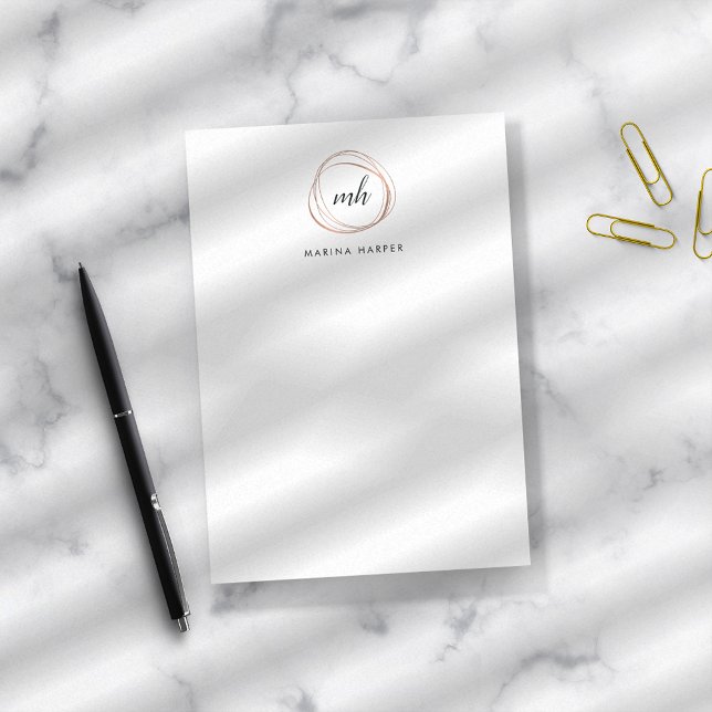 Modern Faux Ro Guld Abstrakt Logotyp Post-it Block (Skapare uppladdad)