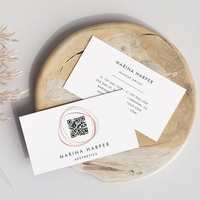 Modern Faux Ro Guld Abstrakt QR-kod Visitkort (Skapare uppladdad)