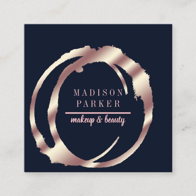 Modern Faux Ro Guld Abstrakt Square Fyrkantigt Visitkort (Framsida)