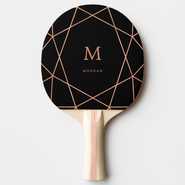 Modern faux Ro Guld Geometric med Monogram Pingisracket (Framsidan)