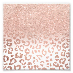 Modern faux ro guld glitter ombre leopard fototryck