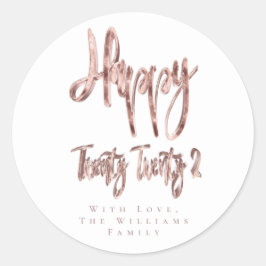 Modern Faux Ro Guld Gott nytt år 2022 Runt Klistermärke