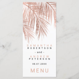 Modern faux ro guld handflatan träd elegant bröllo meny