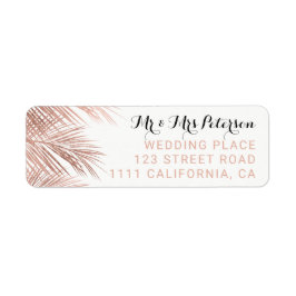 Modern faux ro guld handflatan träd elegant bröllo returadress etikett
