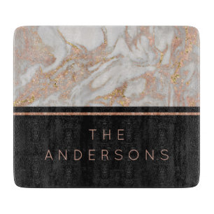 Modern Faux Ro Guld Marble Swirl Monogram