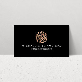 Modern Faux Ro Guld Numbers Accountant Black Visitkort